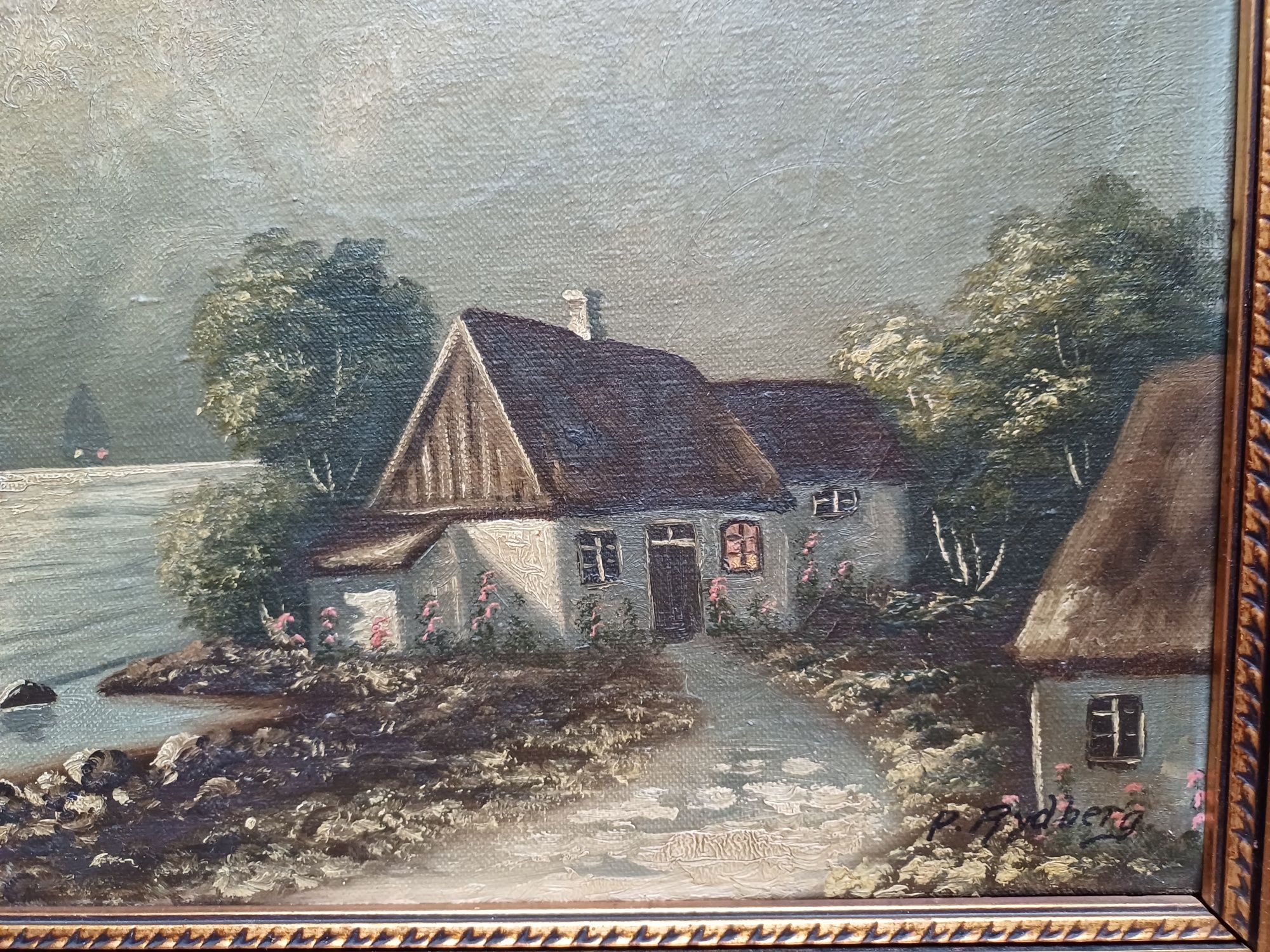 Stary piękny obraz na płótnie sygnowany