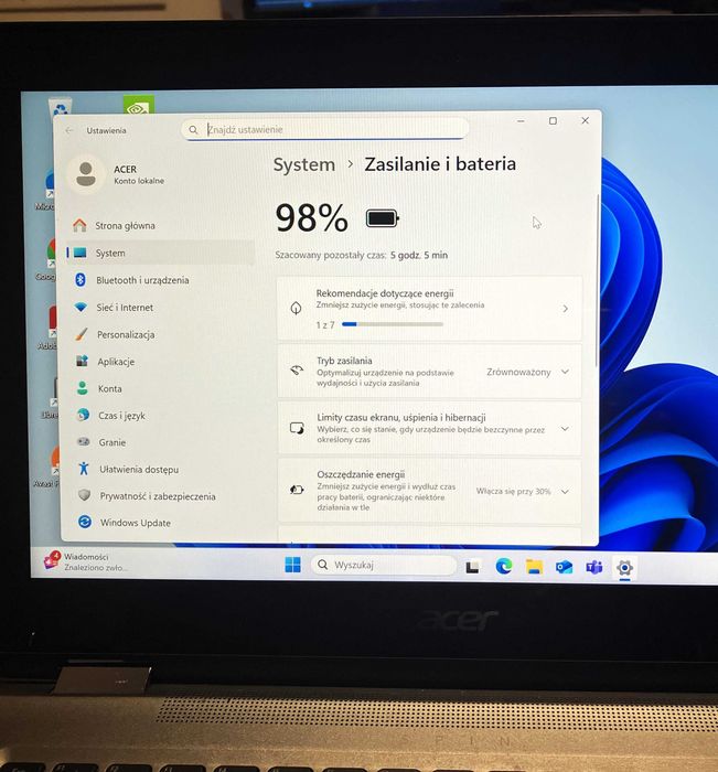 DOTYKOWY Laptop TABLET ACER Intel® Core™ i5-8th 8GB 256GB USB-C™ FHD