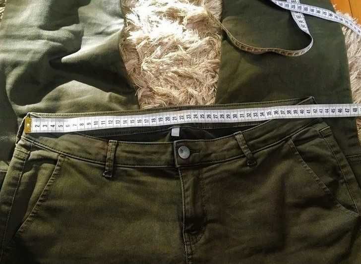 Spodnie Typu Cargo khaki Kieszenie Po Bokach XL/42