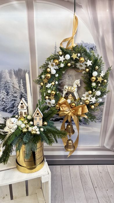 Zestaw świąteczny wianek i stroik