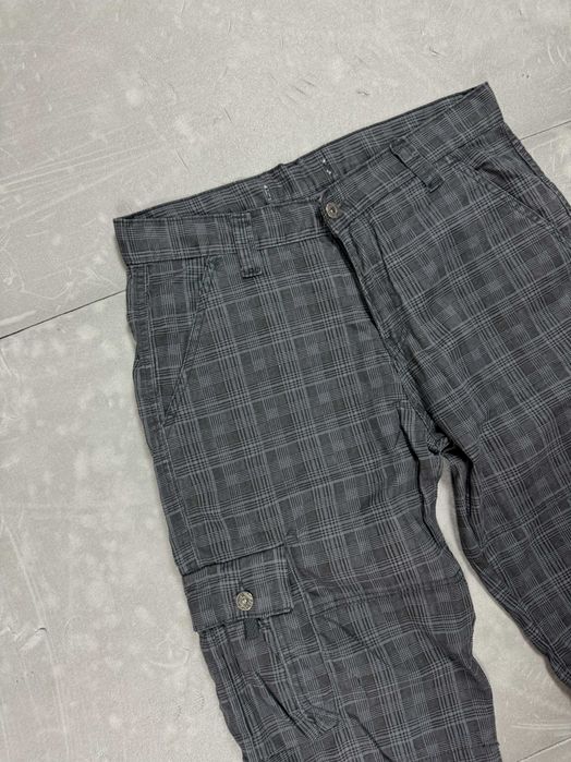 Cargo krótkie spodenki jeansowe w kratkę 90s (M/L) 80s y2k szorty