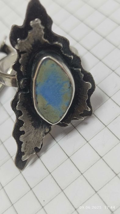 Комплект серьги и кольцо с бирюзой серебро, от про бабки