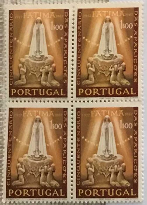 Quadra de selos novos de 1$00 - Cinq. das Aparições de Fatima - 1967