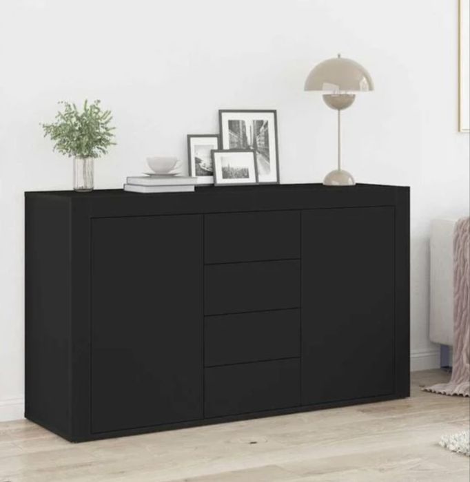 vidaXL Buffet com gaveta Preto 120 x 36 x 69 cm