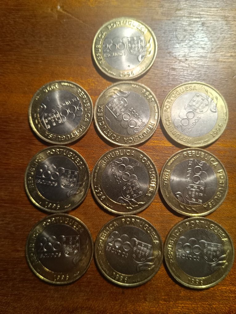 Moedas comemorativas 200 escudos XXVI J. Olímp. de Verão Atlanta 1996