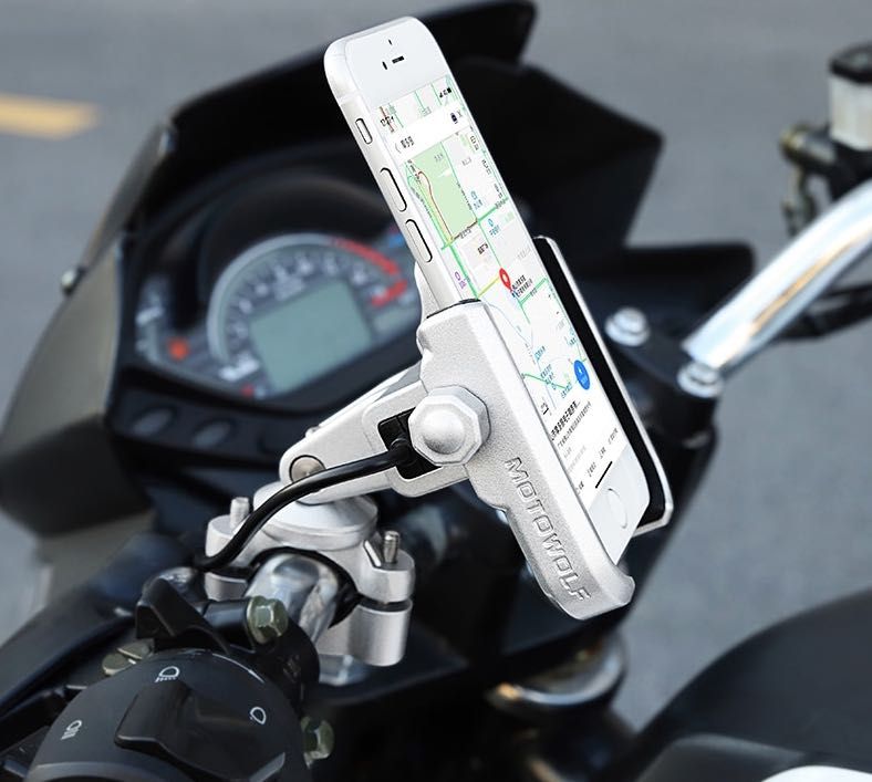 Motocyklowy UCHWYT NA Telefon Smartfon MOTOWOLF + USB