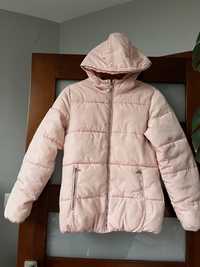 Puchowa ciepła kurtka zimowa dla dziewczynki pudrowy róż rozmiar 164