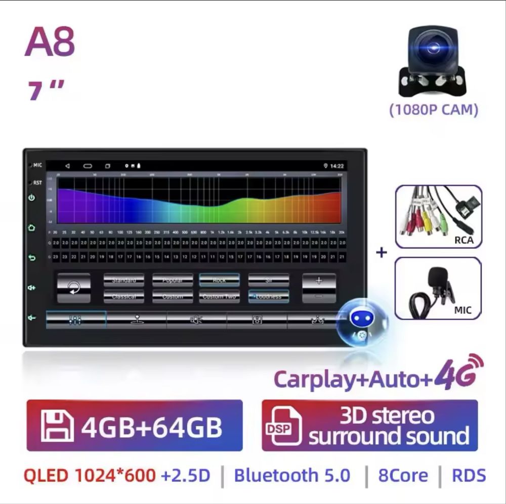 Android 4G 64G 2 Din  Автомагнітола DSP