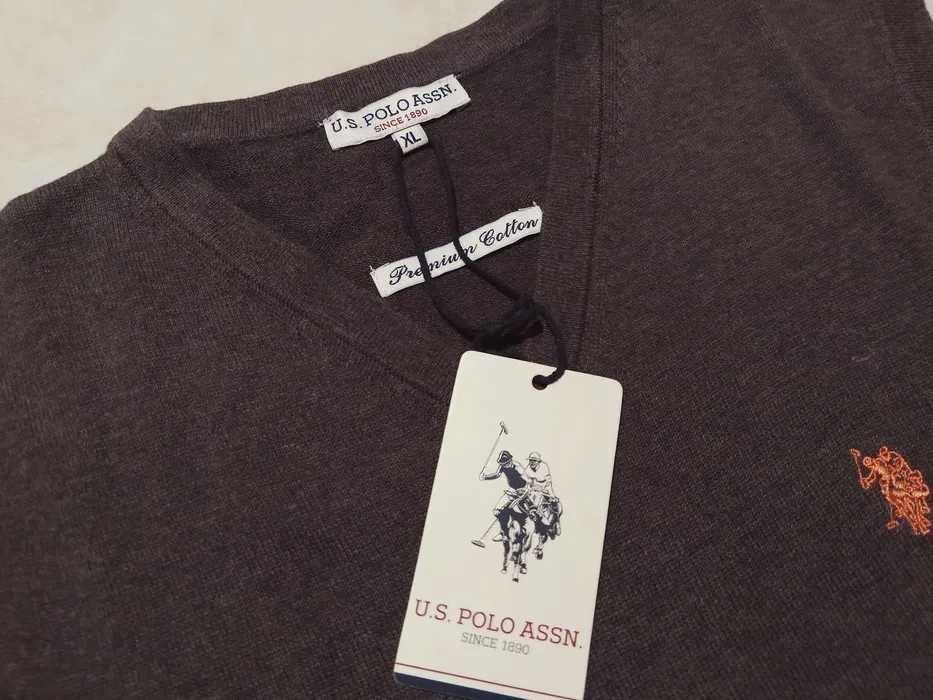 US POLO ASSN - z Metkami Logowany Sweter Bezrękawnik Męski rozmiar L