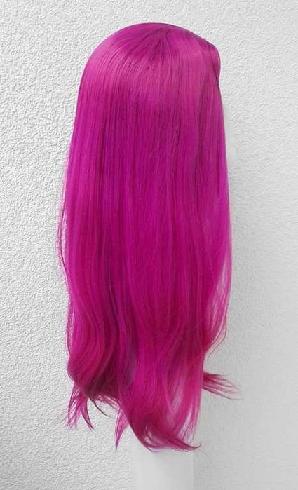 Różowa magenta peruka z przedziałkiem bez grzywki różowy cosplay wig