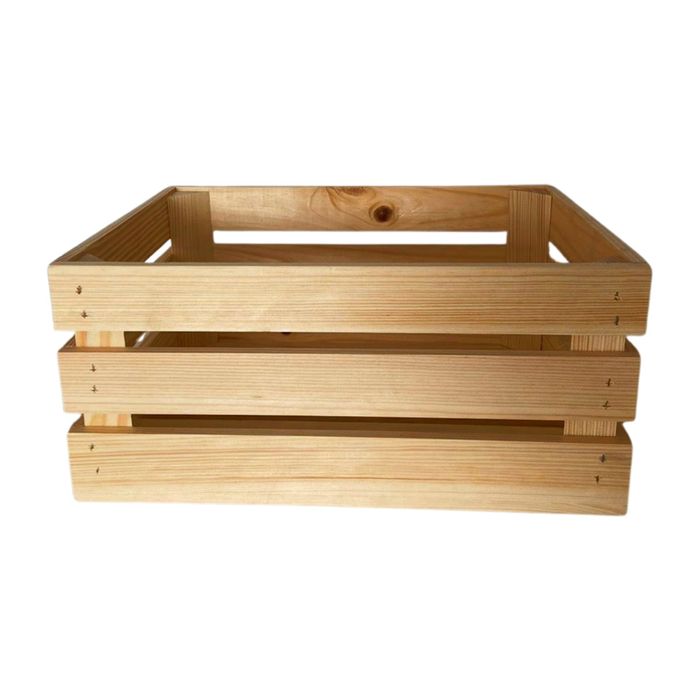 Skrzynki drewniane z gładkich listew – 40x30x18,5 cm,  naturalna