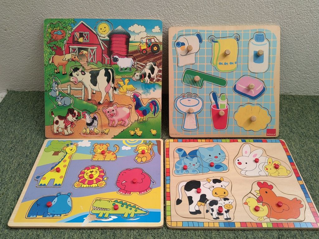 Conjunto 4  puzzles madeira para bebés / crianças