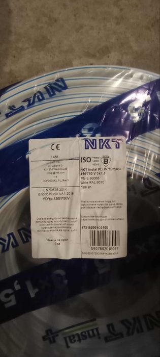 Przewód kabel płaski ydyp 3x1,5 NKT 100m