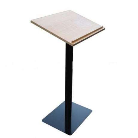 Púlpito com rodas com 1 prateleira na frente em melamina cinza e azul