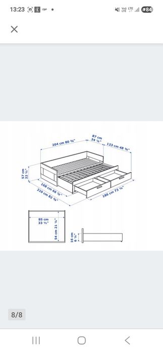 Łóżko Ikea rozkładane 80/200 BRIMNES  2 x materac