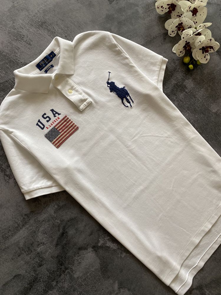 Поло футболка Polo By Ralph Lauren Usa белая мужская оригинал