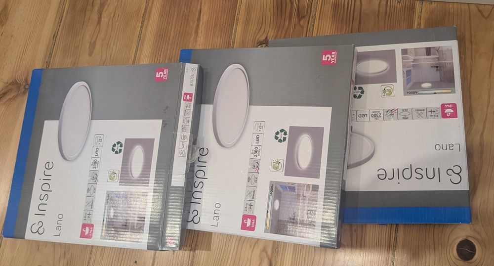 3xCandeeiro de teto com lâmpada LED Lano 2300 d29 cm branco Inspire