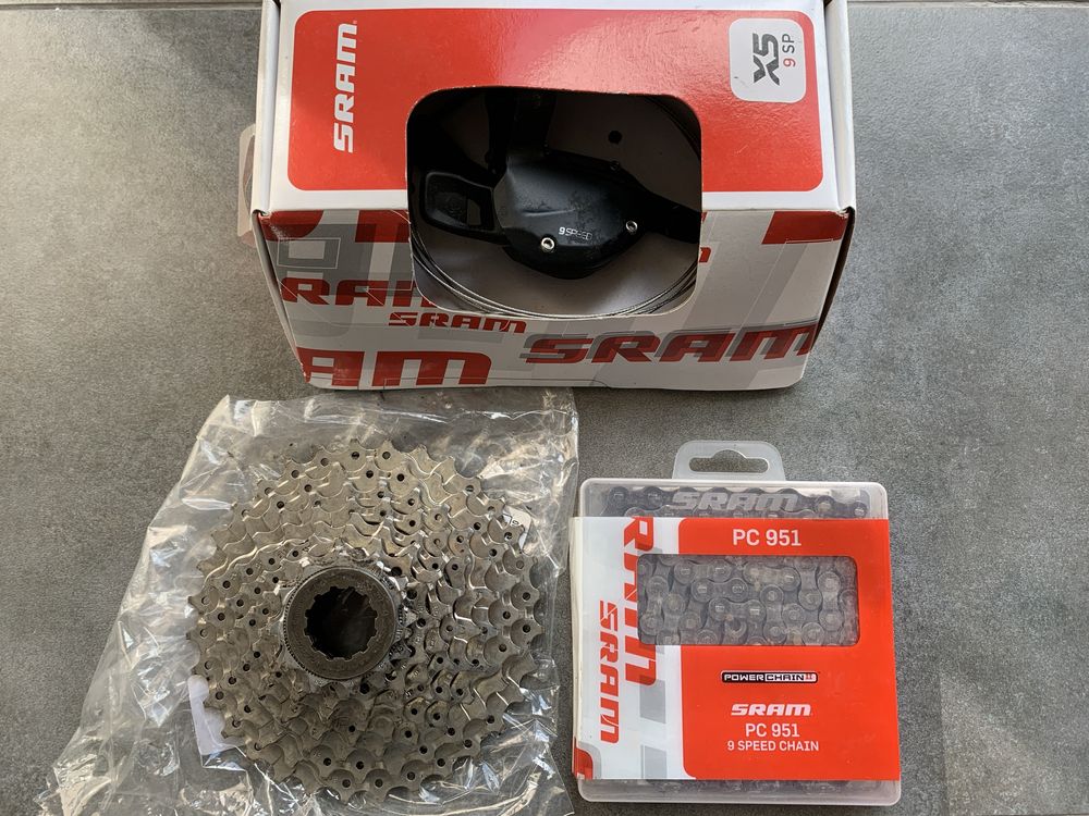 Cassete Shimano + Corrente/Manete SRAM bicicleta