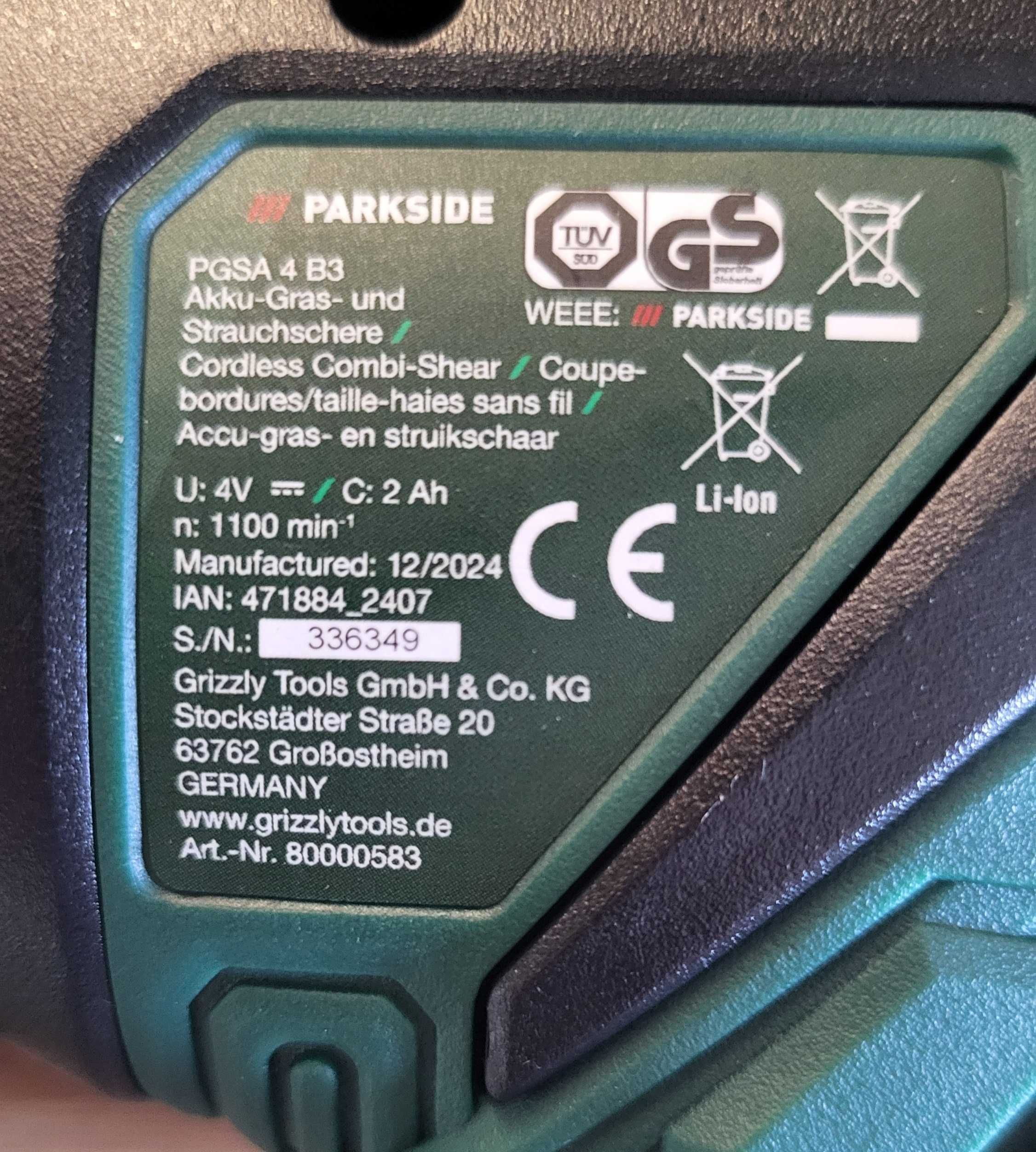 Акумуляторні ножиці для саду секатор Parkside 2в1 повний комплект