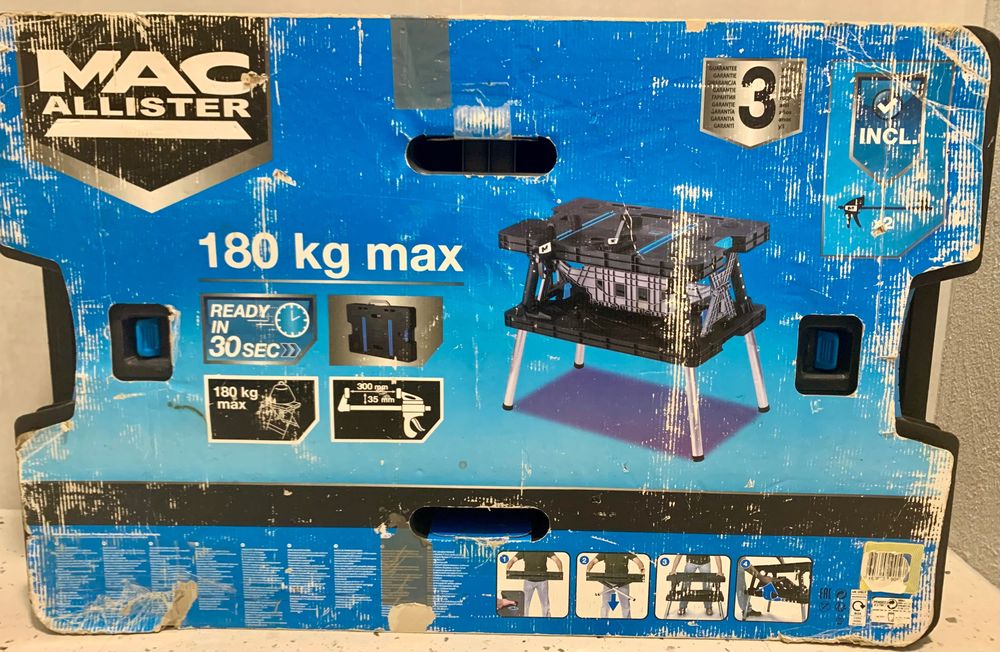 MACALISTER Stół składany warsztatowy+2 ściski