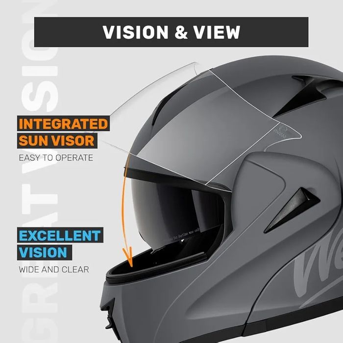 WESTT Torque X kask motocyklowy integralny flip-up ECE szary M 57-58cm