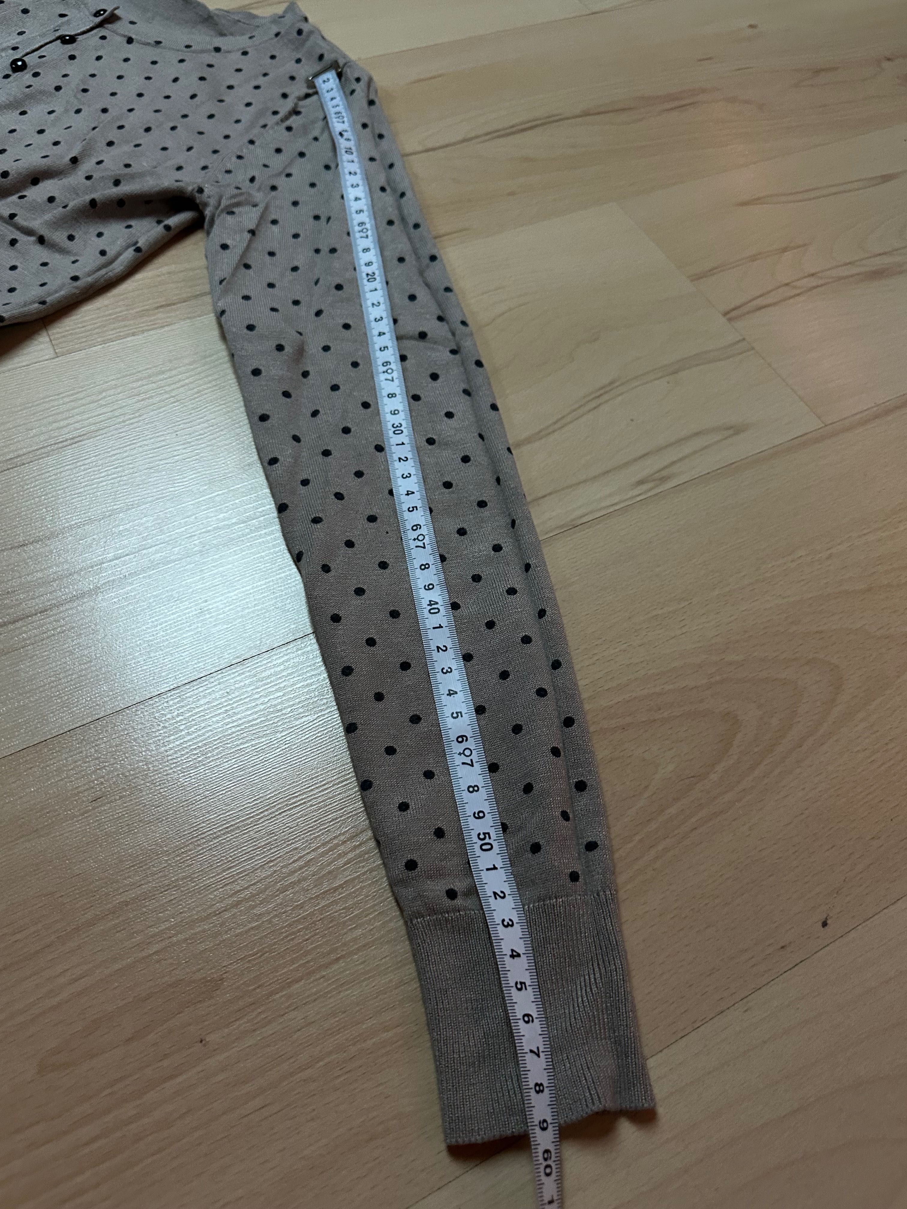 Taranko y2k sweter guziki beż brąz róż kropki kardigan