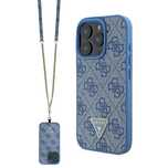 Etui Guess Leather Metal Logo Strass Crossbody na iPhone 16 Pro - nieb