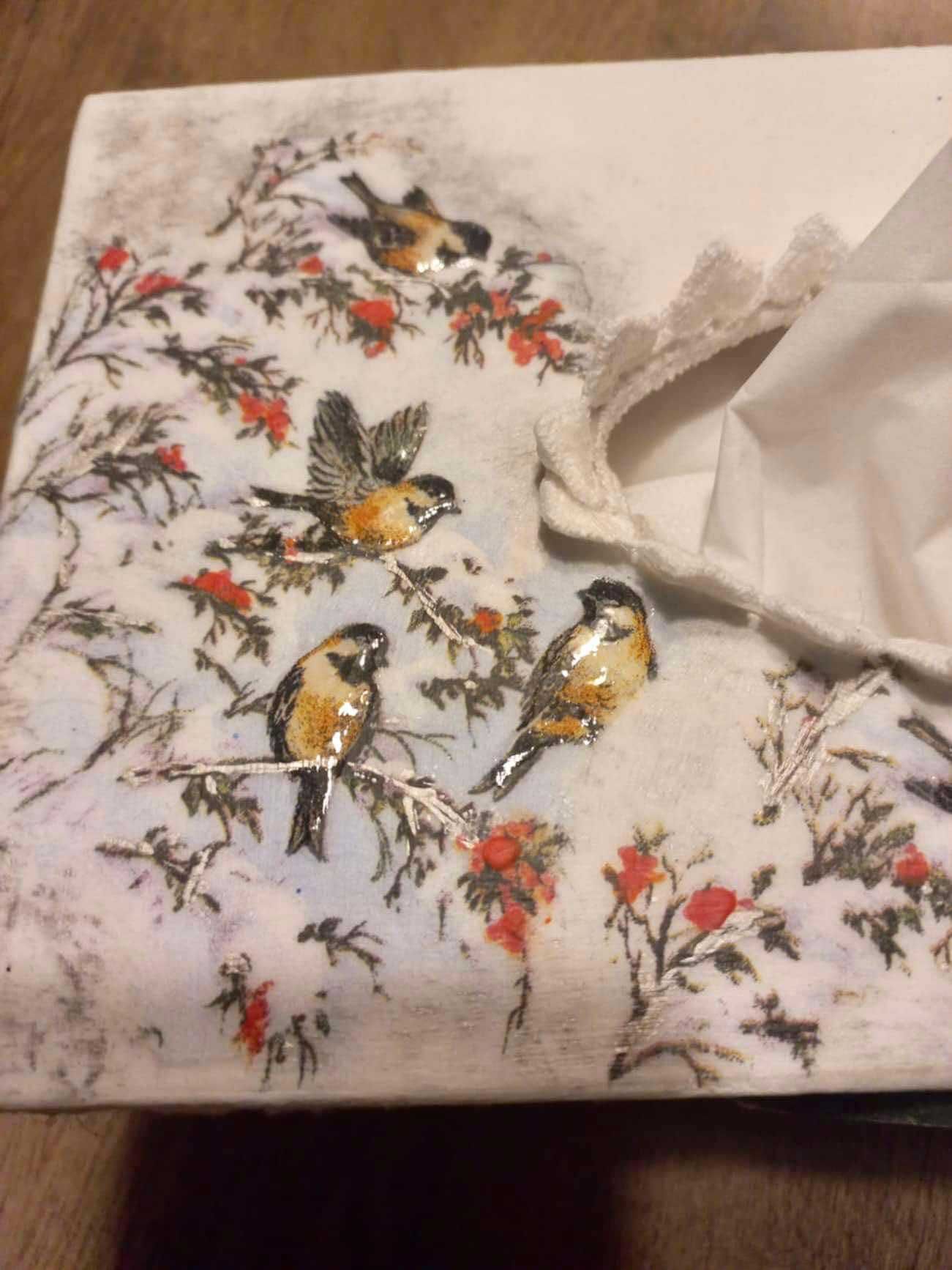 Chustecznik Decoupage zimowy