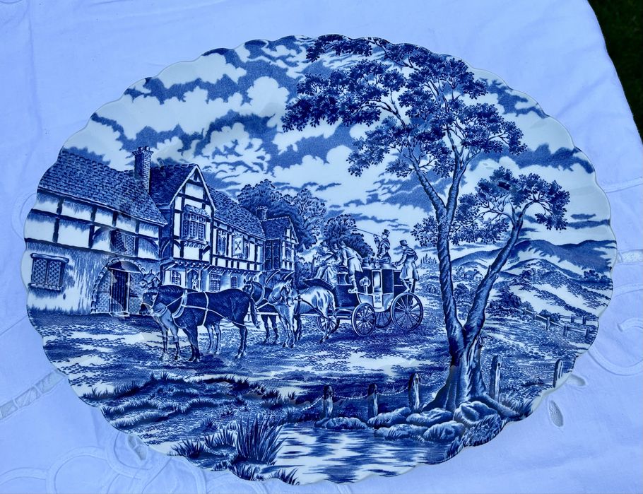 Zestaw obiadowy niebieska porcelana Angielska