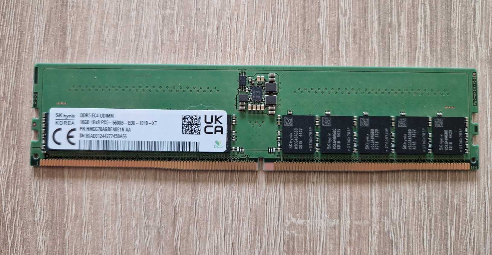 SK Hynix DDR5 16 GB 5600B PC5 5600 MHz 1Rx8 Pure ECC UDIMM RAM