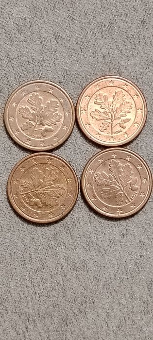 4 Moedas de 1 Cêntimo Alemanha 2004 Letras A F G J