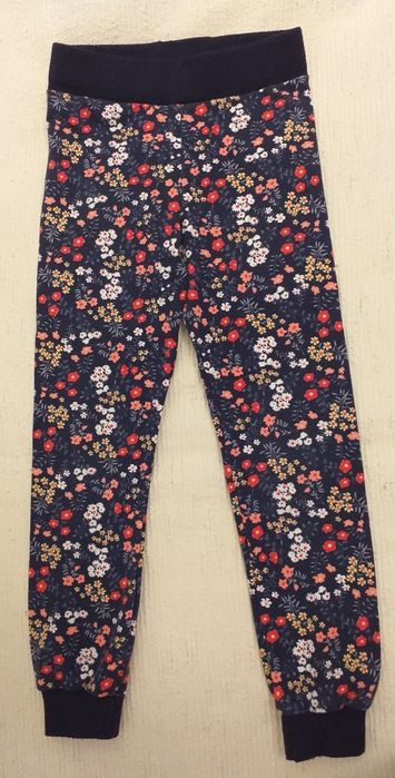 Spodnie ocieplane meszkiem kwiatki r. 128-134