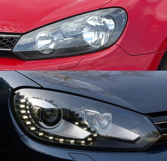 Adaptery reflektorów VW GOLF 6 lampy zwykłe na LED BI XENON