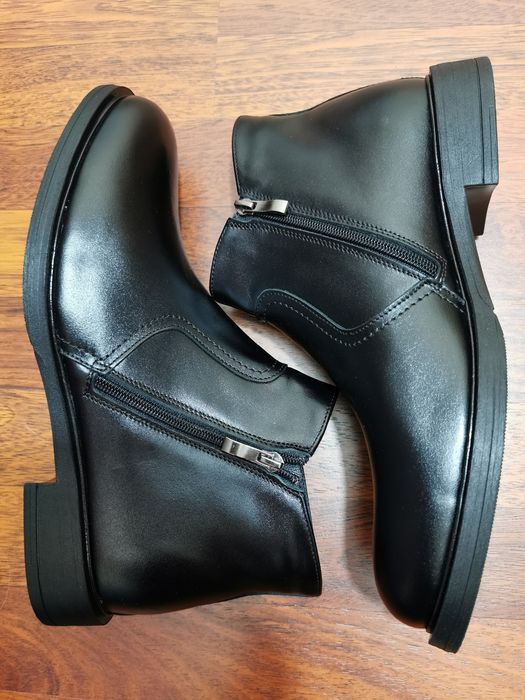 Sztyblety Eleganckie Skórzane Ocieplane Buty Męskie - Gruba Podeszwa