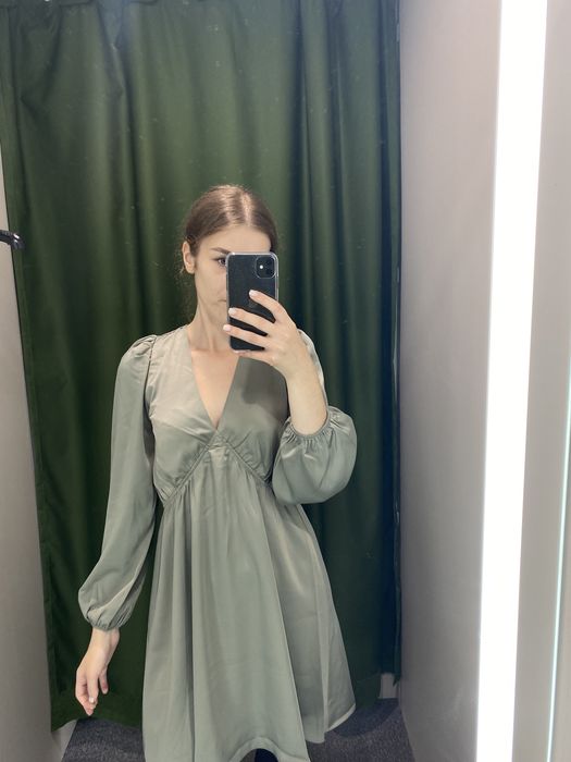 Сукня шовкова оливка
