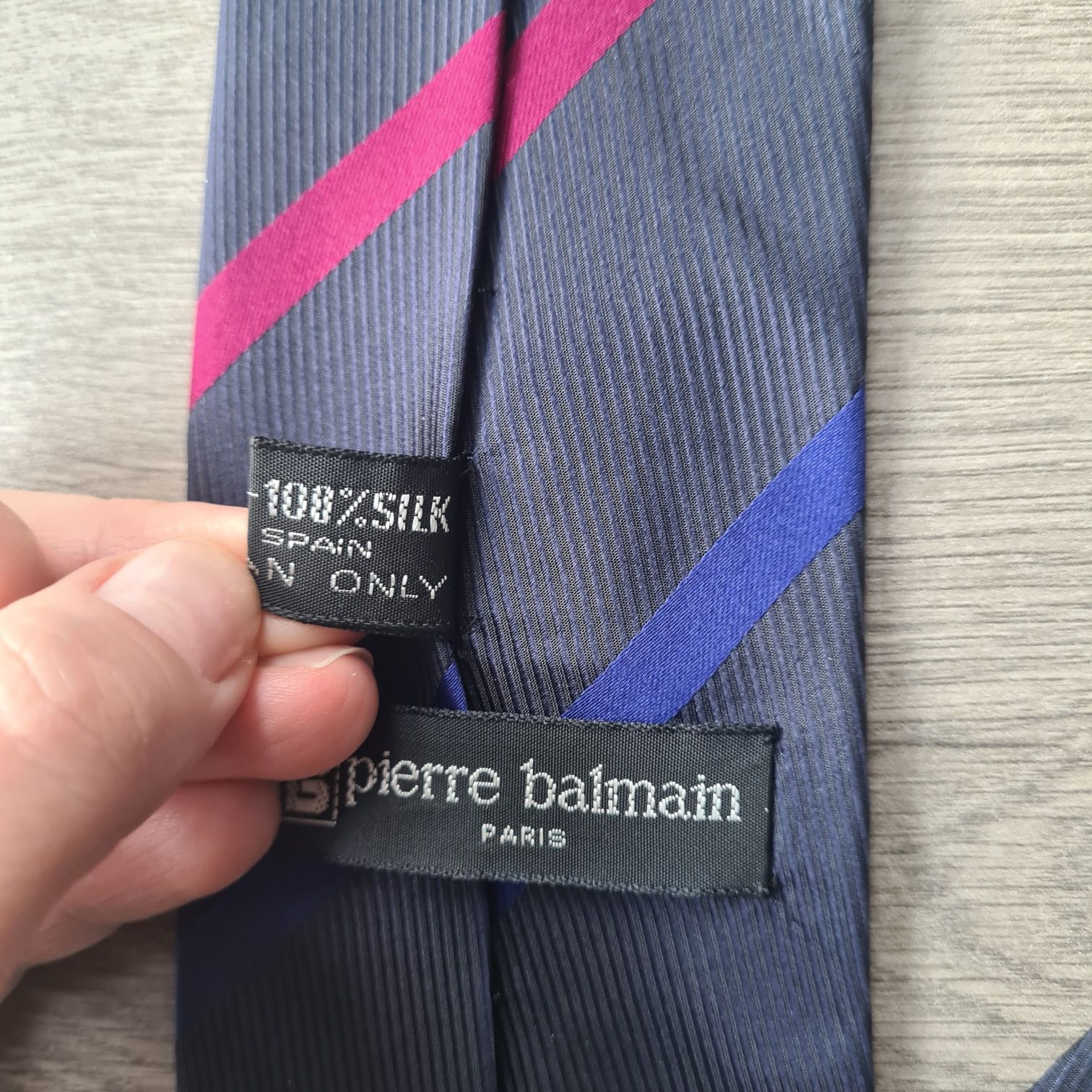 Vintage krawat Pierre Balmain retro 100% jedwab silk tie