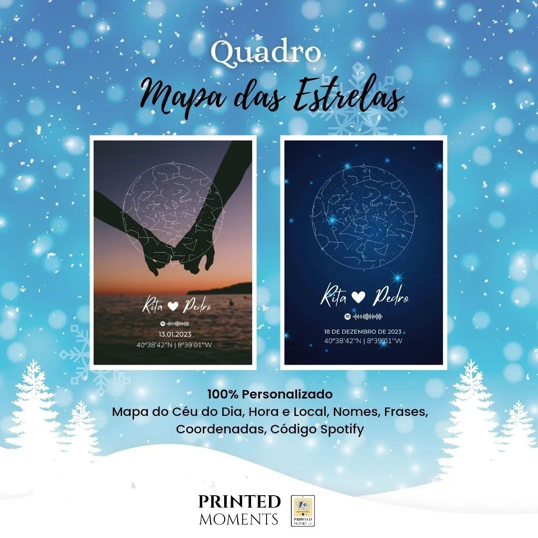 Quadros presente natal decorativos Spotify mapa estrelas fotos