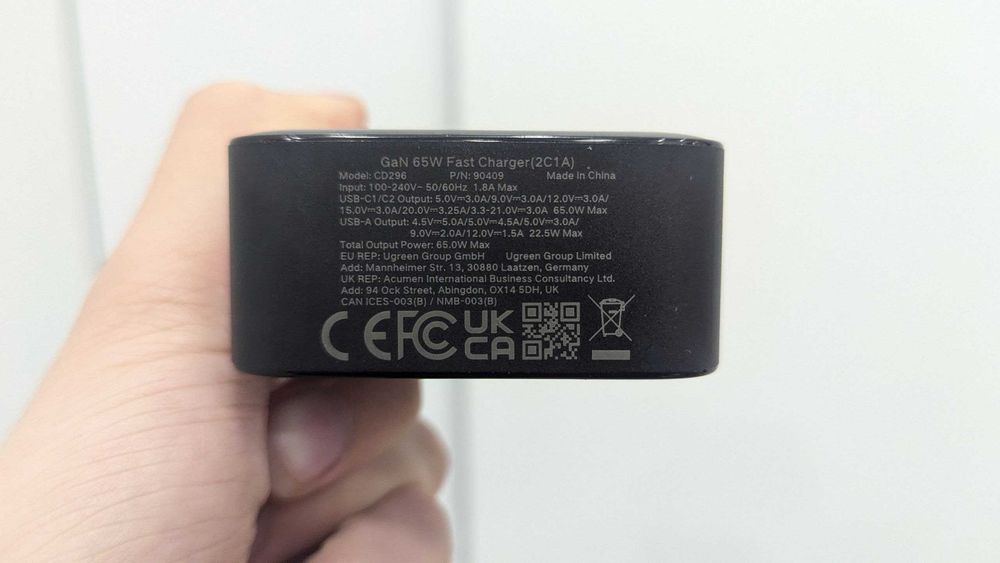 Швидка зарядка Ugreen Nexode GAN Travel 65w для подорожей