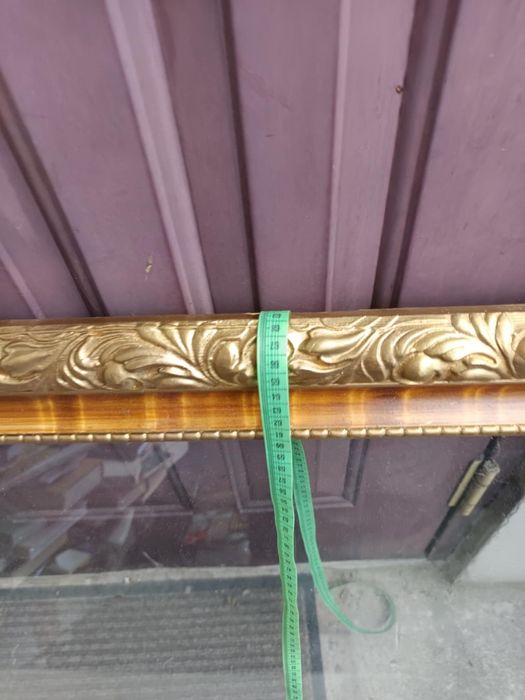 Stara vintage duża Złota ornamentowana rama z szkłem na obraz