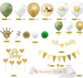 Zestaw lateksowych balonów złotych i zielonych girlanda
