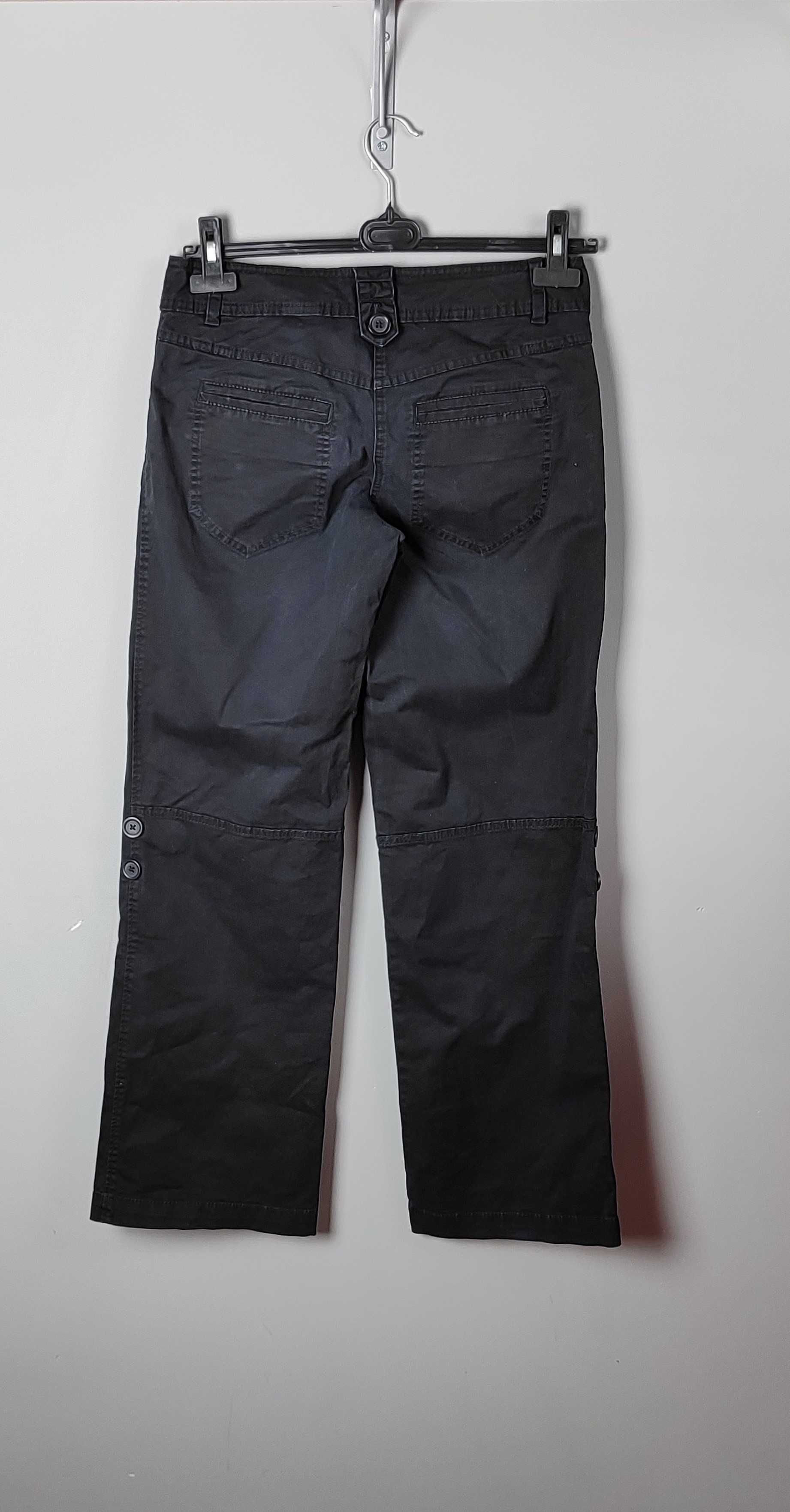 Spodnie czarne szerokie podwijane nogawki na guziki damskie HM 38