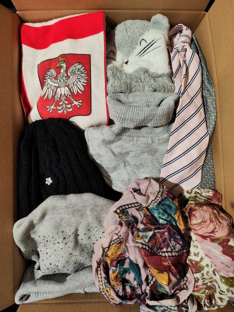 Pakiet ponad 90 sztuk dodatkow czapka szalik krawat itp