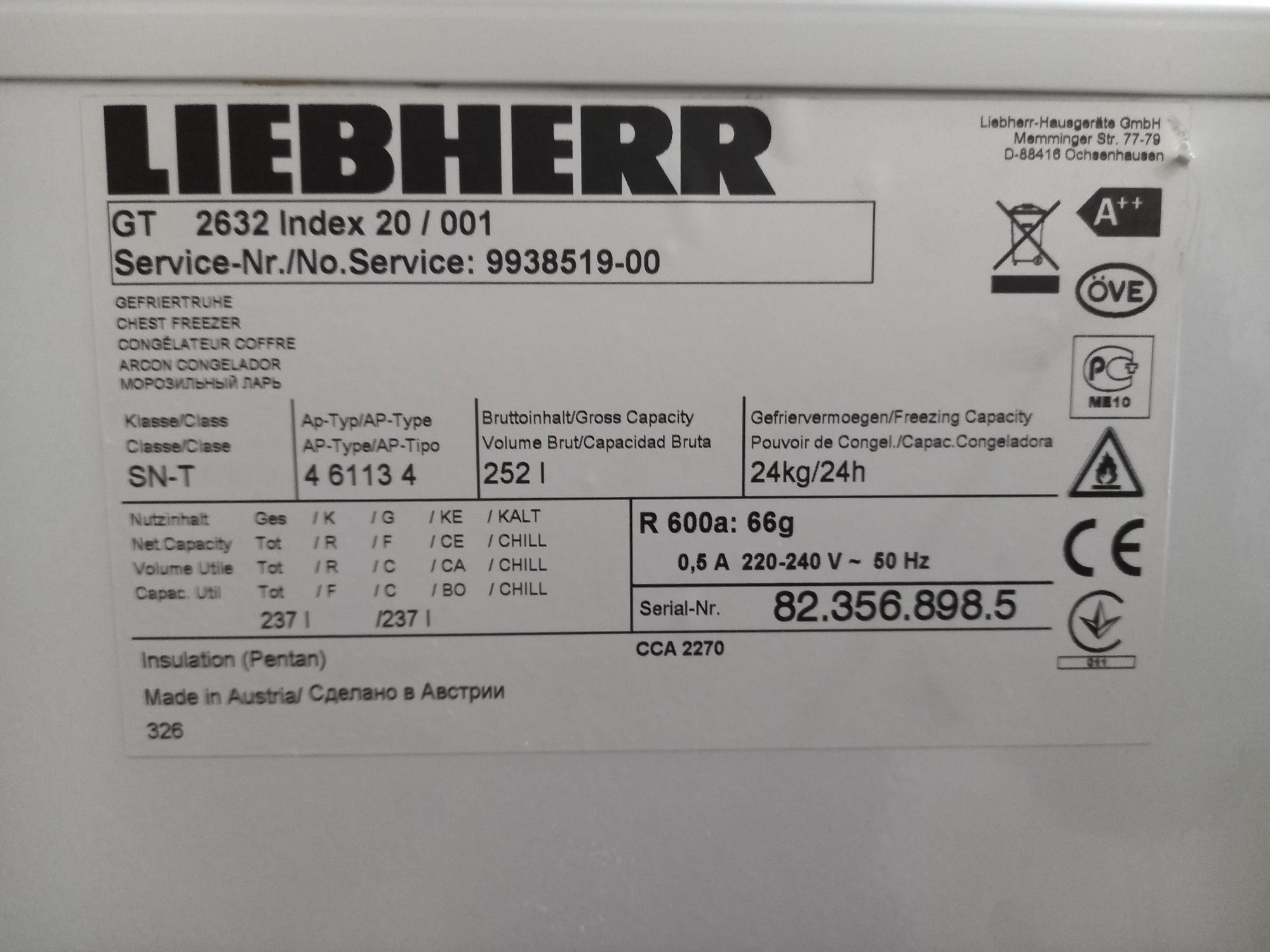 Arca Congeladora LIEBHERR