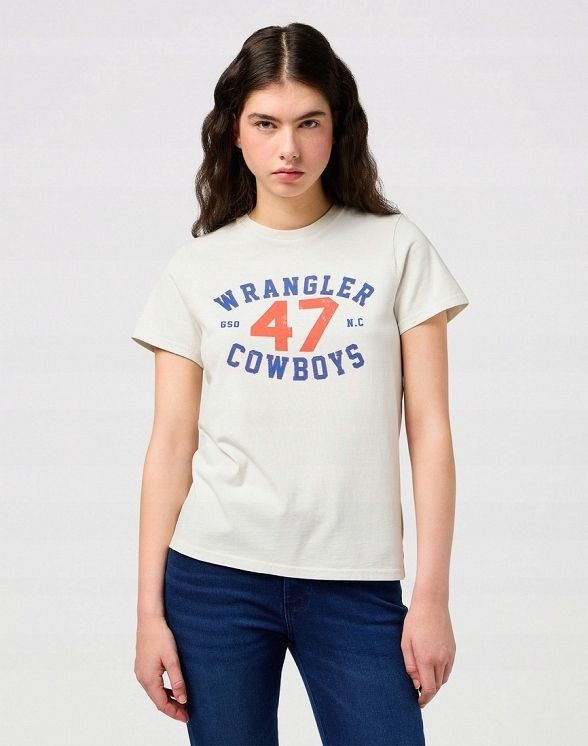 Wrangler 36 S T-Shirt Z Nadrukiem Vintage White J27438