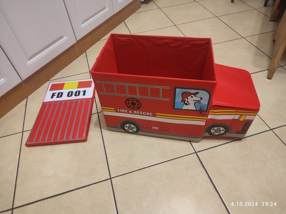 Nowy kosz pojemnik na zabawki dla dziecka Straż pożarna
