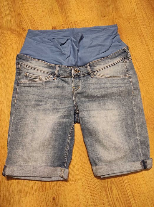 Jeansowe krótkie spodenki ciążowe, L