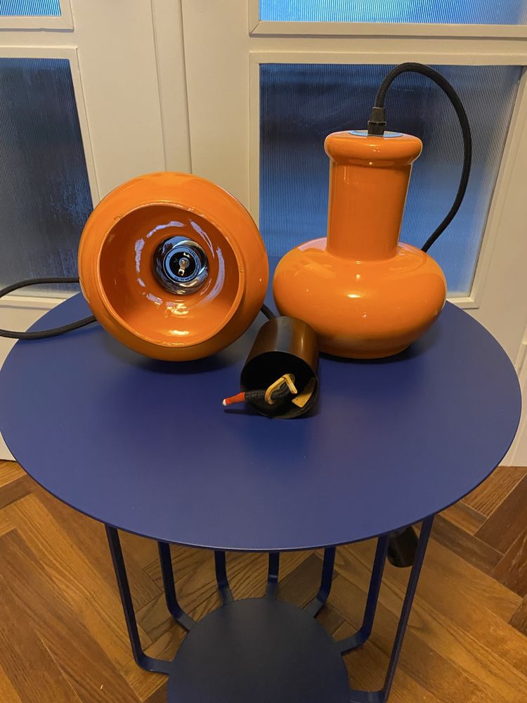 Pomarańczowa lampa ceramiczna Vintage