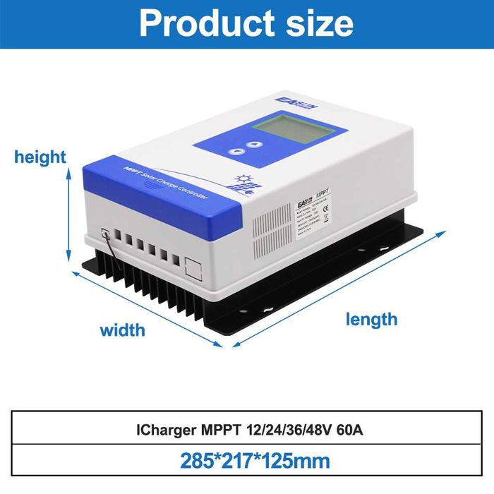 Regulator ładowania Easun MPPT 60A 12/24/36/48V 150v PV