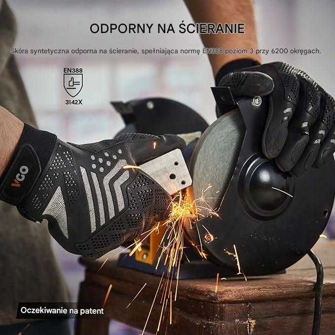 VGO Rękawice Robocze Bezpieczne Bezszwowe Antypoślizgowe ROZMIAR M/8