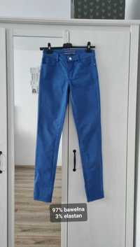 niebieskie granatowe spodnie rurki, dopasowane Massimo Dutti XS 34